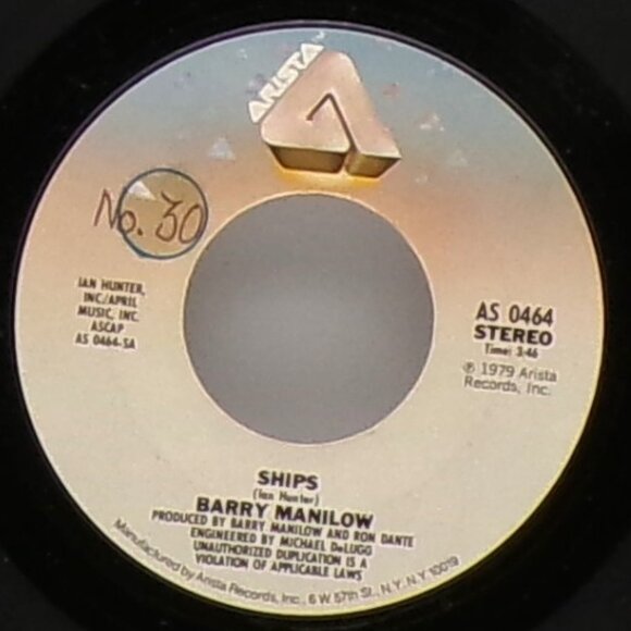 Ships/They Gave Into The Blues by Barry Manilow 45 - Picture 5 of 6